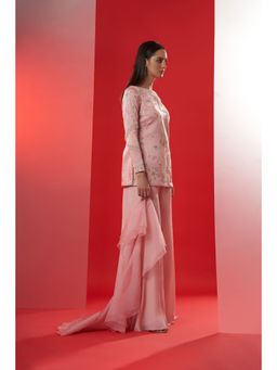 Suruchi Parakh - Womens Pink Embellished Kurti with Palazzo and Dupatta (Set of 3)