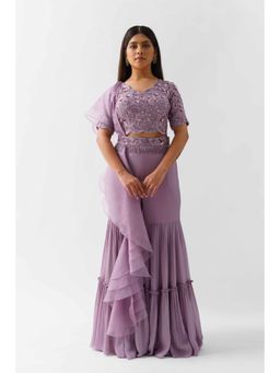 Suruchi Parakh - Womens Embroidered Blouse with Sharara and Dupatta Belt (Set of 4)