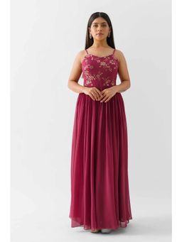 Suruchi Parakh - Womens Wine Embellished Maxi Dress