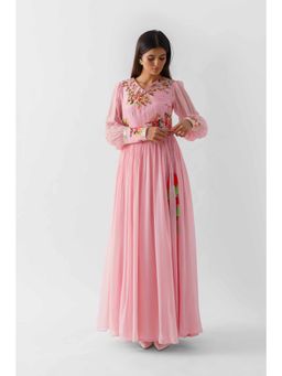 Suruchi Parakh - Womens Pink Floral Print Maxi Dress