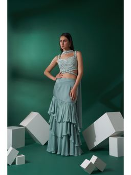 Suruchi Parakh - Womens Embellished Crop Top with Skirt and Dupatta (Set of 3)