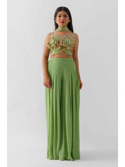 Suruchi Parakh - Womens Fusion Embellished Blouse with Palazzo and Dupatta (Set of 3)