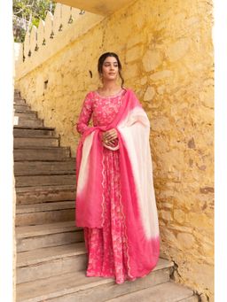 Suruchi Parakh - Womens Pink Embellished Anarkali Kurta and Dupatta (Set of 2)