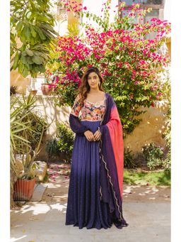 Suruchi Parakh - Womens Purple Embellished Anarkali Kurta and Dupatta (Set of 2)