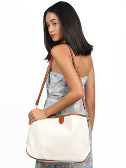 Odette - White Solid Sling and Cross bag