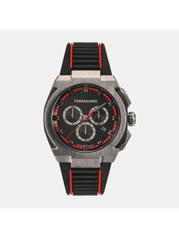 Ferragamo - Men Black Chronograph Silicone Watch Sfk200323 (M)