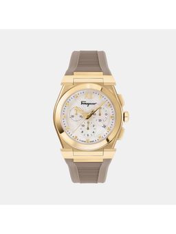 Ferragamo - Women Quartz Mop White Dial Chronograph Rubber Watch Sfkl00123 (M)