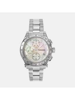 Ferragamo - Quartz Unisex White Chronograph Stainless Steel Watch Sfkw00223 (M)