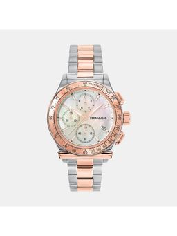 Ferragamo - Quartz Unisex White Chronograph Stainless Steel Watch Sfkw00423 (M)