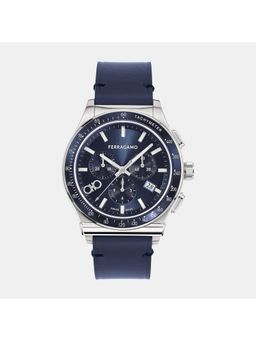 Ferragamo - Men Blue Chronograph Leather Watch Sfkz00223 (M)