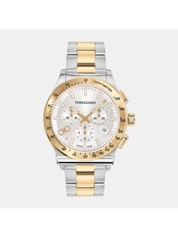 Ferragamo - Men White and Silver Chronograph Stainless Steel Watch Sfkz00523 (M)
