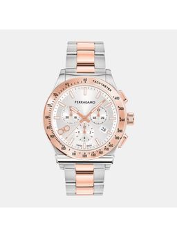 Ferragamo - Men Quartz White and Silver Dial Chronograph Stainless Steel Watch Sfkz00623 (M)