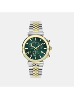 Ferragamo - Unisex Quartz Green Dial Chronograph Stainless Steel Watch Sfyb02424 (M)
