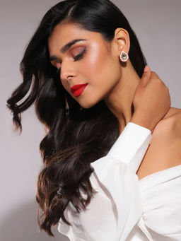 Ruby Raang Studio - Pink Meenakaari Kundan Studs