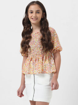 VERO MODA - Girl Floral Print Multicolor Top