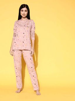Sweet Dreams - Pink Women Printed Nightsuit (Set of 2)
