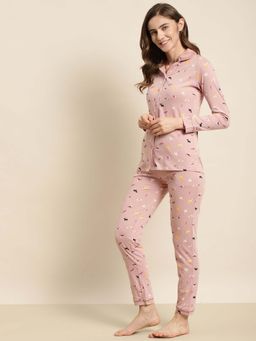 Sweet Dreams - Pink Women Printed Nightsuit (Set of 2)