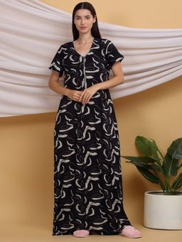 Sweet Dreams - Navy Blue Women Printed Night Dress