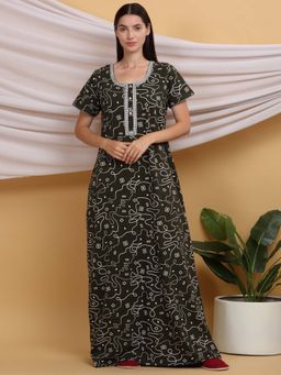 Sweet Dreams - Green Women Printed Night Dress