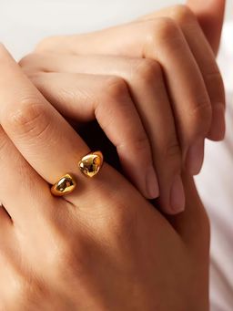 Inaya Accessories - 18K Gold Plated Chunky Metal Hug Adjustable Ring