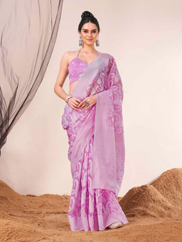 Tikhi Imli - Ready To Wear Lavender Woven Saree with Unstitched Blouse
