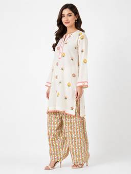 Poppi - White Noor Printed Kurta