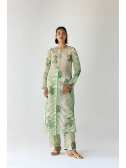 Shyam Narayan Prasad - Printed Green Kurta with Pants