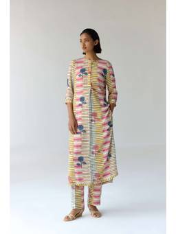 Shyam Narayan Prasad - Floral Printed Multi-Color Kurta with Pants
