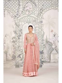 Shyam Narayan Prasad - Zardozi Embroidered Pink Anarkali with Pant and Dupatta