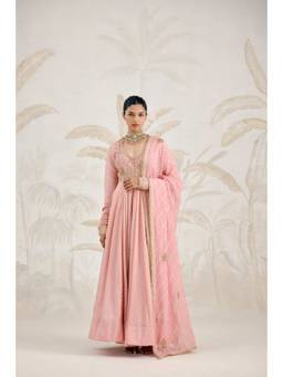 Shyam Narayan Prasad - Zardozi Embroidered Pink Anarkali with Pant and Dupatta