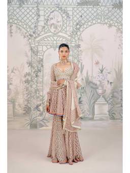 Shyam Narayan Prasad - Zardozi Embroidered Multi-Color Sharara with Kurta and Dupatta