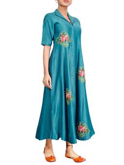 THE RIGHT CUT - Navy Blue Bunch Of Peonies Dress