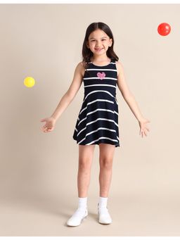 U.S. POLO ASSN. - Girls Blue Stripes A-Line Dress