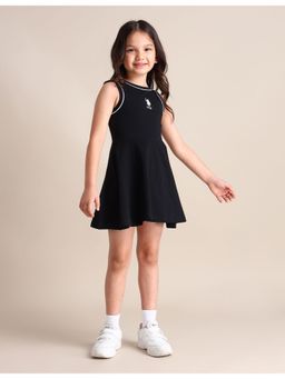 U.S. POLO ASSN. - Girls Black Solid A-Line Dress