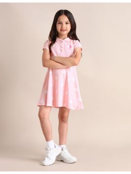 U.S. POLO ASSN. - Girls Pink Floral A-Line Dress