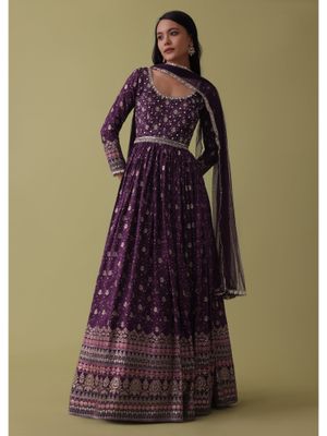 Kalki purple cotton suit set