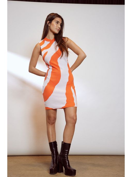 na kd orange dress Buy NA-KD Jacquard Knitted Mini Dress-orange Online