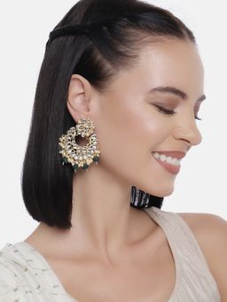 Laida - Gold-Plated & White Kundan Studded Crescent Shaped Chandbalis