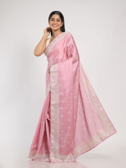KAVVYA - Women Pink Embroidered Saree