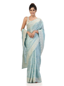 KAVVYA - Women Blue Embroidered Saree