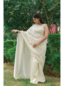 KAVVYA - Women Off White Embroidered Saree