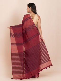 KAVVYA - Women Wine Woven Saree