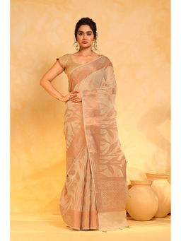KAVVYA - Women Beige Woven Saree