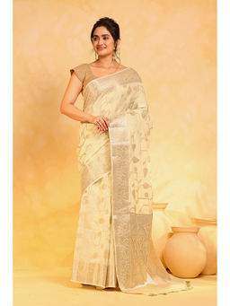 KAVVYA - Women Yellow Woven Saree