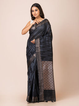 KAVVYA - Women Charcoal Woven Saree