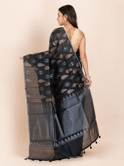 KAVVYA - Women Black Woven Saree