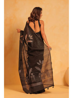 KAVVYA - Women Black Woven Saree
