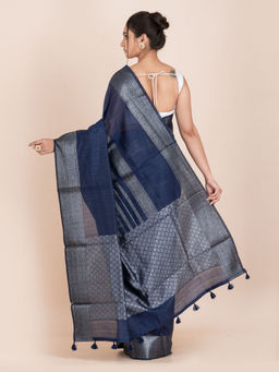 KAVVYA - Women Navy Blue Woven Saree