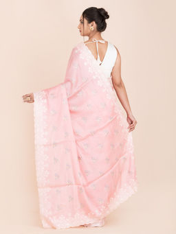 KAVVYA - Women Peach Embroidered Saree