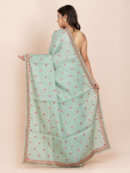 KAVVYA - Women Green Embroidered Saree